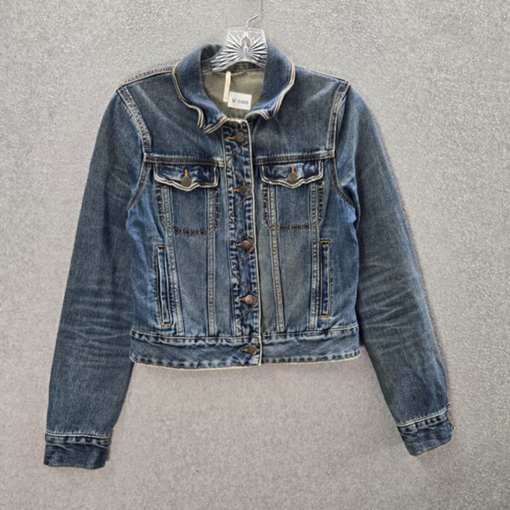 Free People Women Jacket XS Blue Rumors Denim Jean Trucker